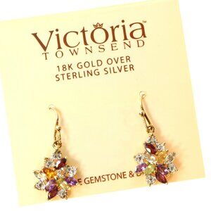 Gemstone Diamond Earrings Multi Color 18K Gold Over Silver Victoria Townsend